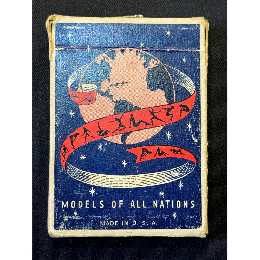 1940s Models of All Nations 52 Playing Cards Nude Betty White Box Worn Tax Stamp